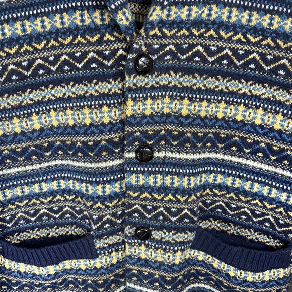 Paul Jones Button Up Cardigan Mens S Shawl Collar Pockets Navy Academia Grandpa - Picture 7 of 12